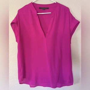 Fuchsia cap sleeve blouse, size L excellent condition